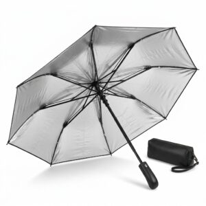 Foldable Umbrella-Style Car Windshield Sunshade with Titanium Silver Coating