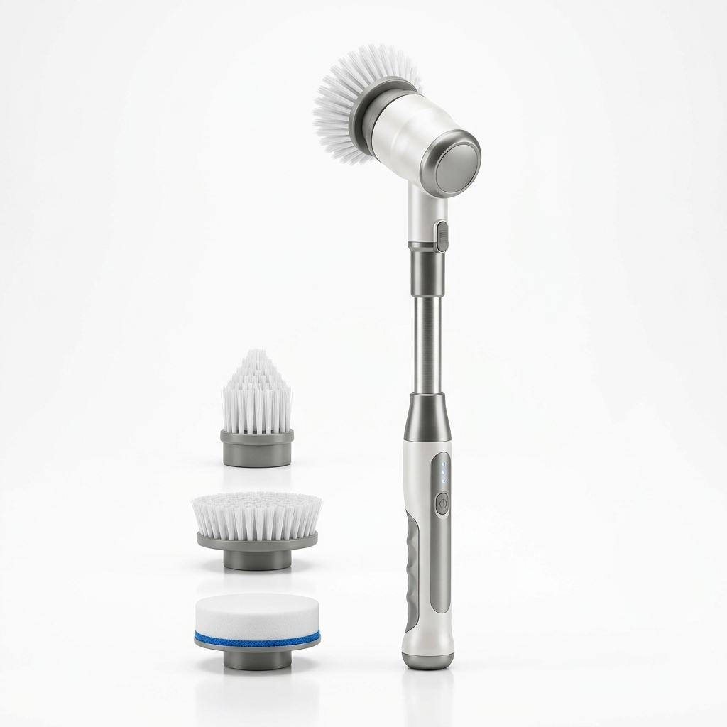 Cordless Electric Spin Scrubber with Telescopic Extension Handle & 8 Multi-Surface Heads