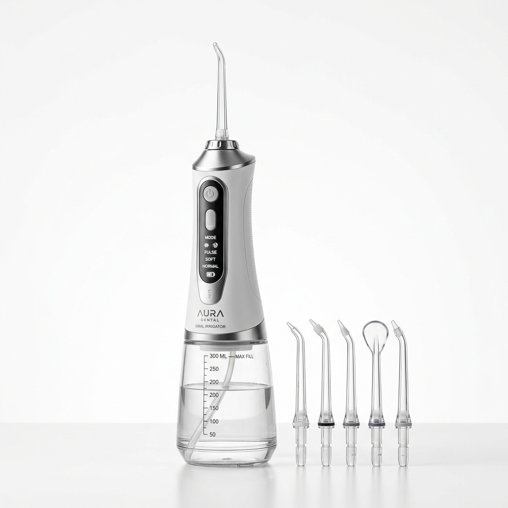 Smart Cordless Dental Water Flosser with 5 Jet Nozzles & 3 Modes
